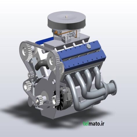 دانلود پروژه طراحی شده موتور خورجینی بنزینی ( V شکل ) در نرم افزار سالیدورک + فایل